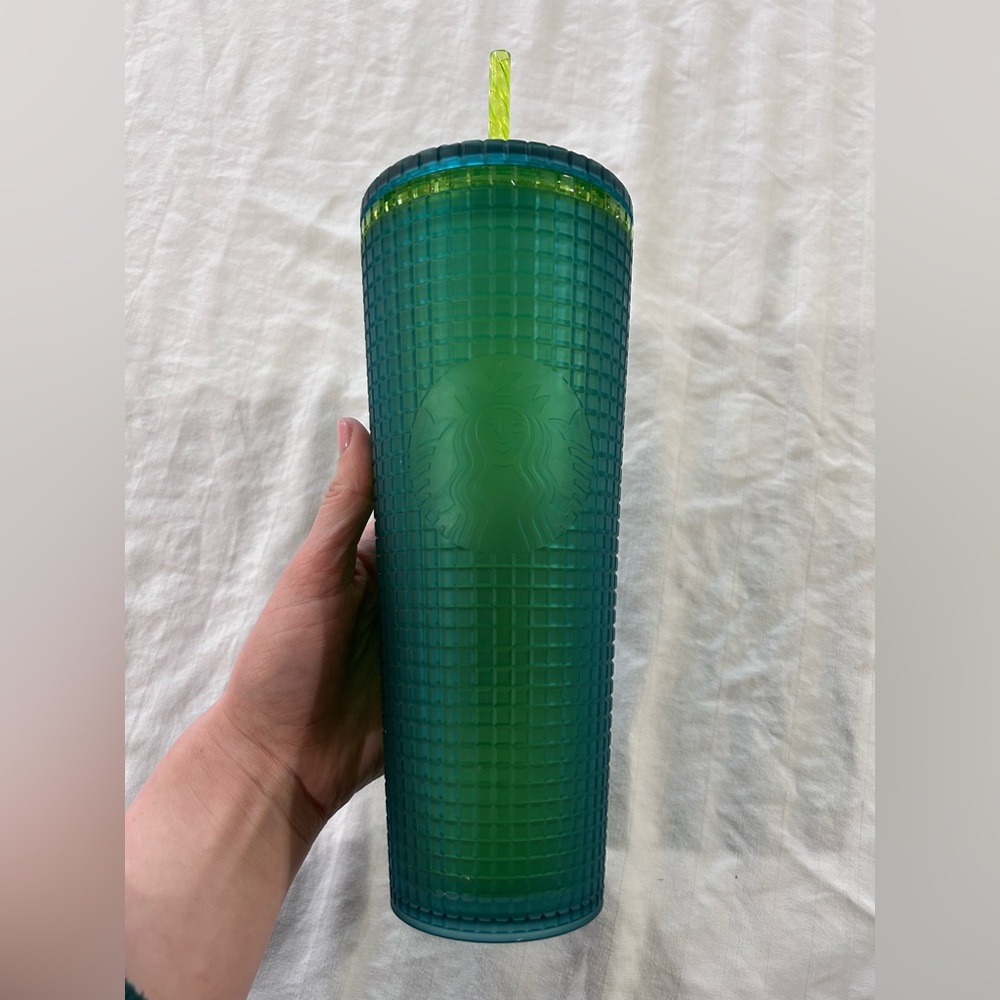 Starbucks 2022 Mountain Dew Green Venti Grid Soft Touch Tumbler 24oz